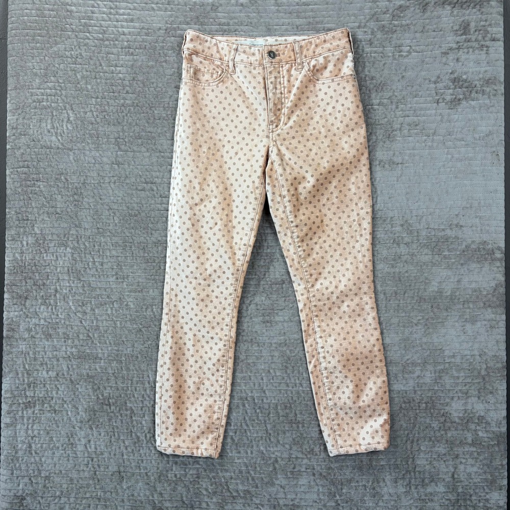Pilcro and the Letterpress High Rise Skinny Petite Pants Tan Polka Dot‎ Size 24